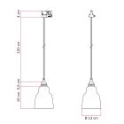Suspended lamp with Vaso shade and rail adapter