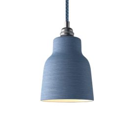   Suspended lamp with textile cable, ceramic lampshade and metal details - Made in Italy - Bulb included
