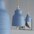 Suspended lamp with textile cable, ceramic lampshade and metal details - Made in Italy - Bulb included