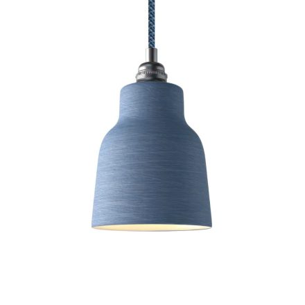 Suspended lamp with textile cable, ceramic lampshade and metal details - Made in Italy - Bulb included