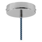 Suspended lamp with textile cable, ceramic lampshade and metal details - Made in Italy - Bulb included