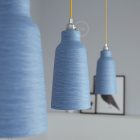 Suspended lamp with textile cable, glass ceramic lampshade and metal details - Made in Italy - Bulb included