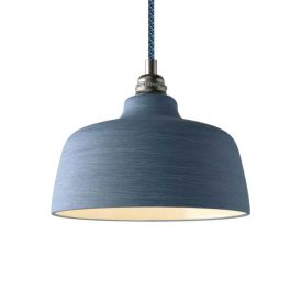  Suspended lamp with textile cable, Cup ceramic lampshade and metal details - Made in Italy - Bulb included