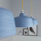 Suspended lamp with textile cable, Cup ceramic lampshade and metal details - Made in Italy - Bulb included