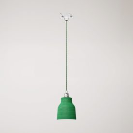 Suspended lamp with Vaso shade and rail adapter
