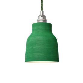   Suspended lamp with textile cable, ceramic lampshade and metal details - Made in Italy - Bulb included