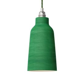   Suspended lamp with textile cable, glass ceramic lampshade and metal details - Made in Italy - Bulb included