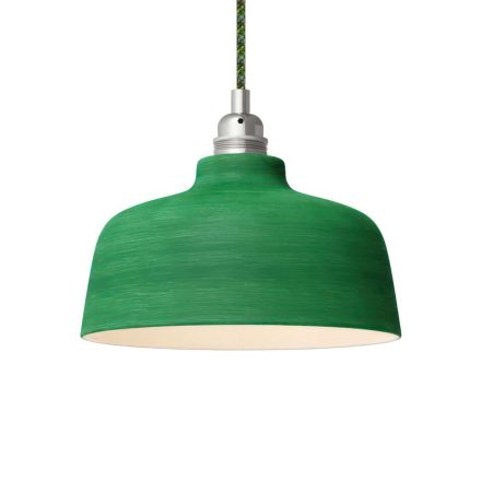 Suspended lamp with textile cable, Cup ceramic lampshade and metal details - Made in Italy - Bulb included