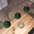 Suspended lamp with textile cable, Cup ceramic lampshade and metal details - Made in Italy - Bulb included