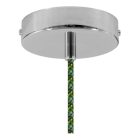 Suspended lamp with textile cable, Cup ceramic lampshade and metal details - Made in Italy - Bulb included