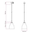 Suspended lamp with Vaso shade and rail adapter