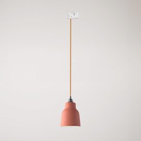 Suspended lamp with Vaso shade and rail adapter
