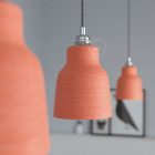 Suspended lamp with textile cable, ceramic lampshade and metal details - Made in Italy - Bulb included