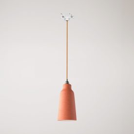 Suspended lamp Bottiglia with shade and rail adapter