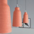 Suspended lamp with textile cable, glass ceramic lampshade and metal details - Made in Italy - Bulb included
