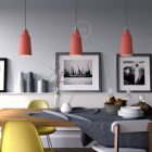 Suspended lamp with textile cable, glass ceramic lampshade and metal details - Made in Italy - Bulb included