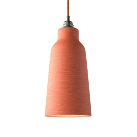   Suspended lamp with textile cable, glass ceramic lampshade and metal details - Made in Italy - Bulb included