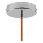 Suspended lamp with textile cable, glass ceramic lampshade and metal details - Made in Italy - Bulb included