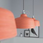 Suspended lamp with textile cable, Cup ceramic lampshade and metal details - Made in Italy - Bulb included