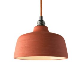   Suspended lamp with textile cable, Cup ceramic lampshade and metal details - Made in Italy - Bulb included