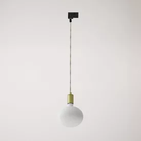 Metal rail-mounted pendant lamp in contrasting design