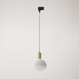 Metal rail-mounted pendant lamp in contrasting design
