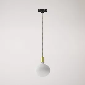 Metal rail-mounted pendant lamp in contrasting design