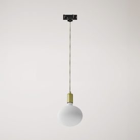 Metal rail-mounted pendant lamp in contrasting design
