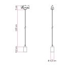 Metal rail-mounted pendant lamp in contrasting design