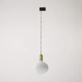 Metal rail-mounted pendant lamp in contrasting design