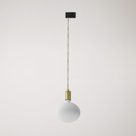 Metal rail-mounted pendant lamp in contrasting design