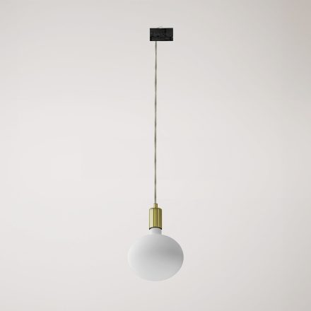 Metal rail-mounted pendant lamp in contrasting design