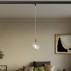 Suspended lamp with knurled aluminum lamp holder for rail