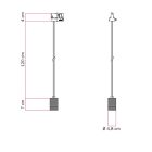 Suspended lamp with knurled aluminum lamp holder for rail