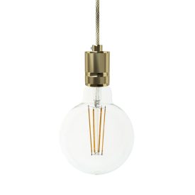  Suspended lamp with textile cable and engraved aluminum lamp holder - Made in Italy - Bulb included