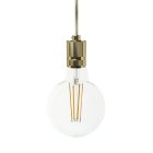 Suspended lamp with textile cable and engraved aluminum lamp holder - Made in Italy - Bulb included