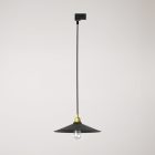 Swing pendant lamp with shade on rail