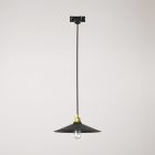 Swing pendant lamp with shade on rail
