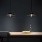 Suspended lamp with textile cable, Swing lampshade and metal details - Made in Italy - Bulb included