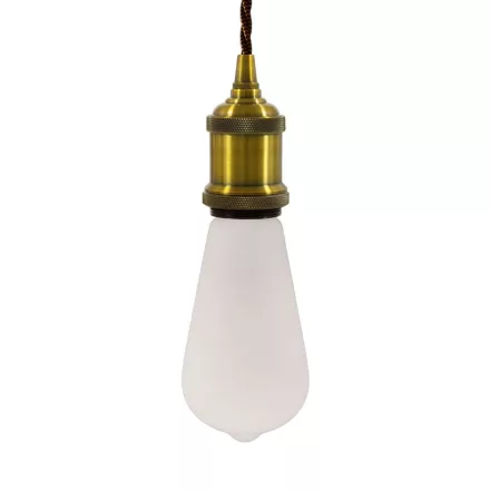 Suspended lamp with twisted textile cable and aluminum lamp holder - Made in Italy