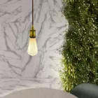 Suspended lamp with twisted textile cable and aluminum lamp holder - Made in Italy