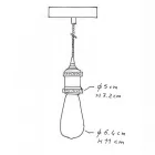 Suspended lamp with twisted textile cable and aluminum lamp holder - Made in Italy