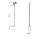 Suspended lamp with satin metal rail cover