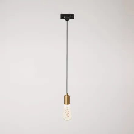 Suspended lamp with satin metal rail cover