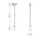 Suspended lamp with satin metal rail cover