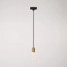 Suspended lamp with satin metal rail cover