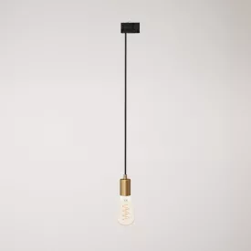Suspended lamp with satin metal rail cover