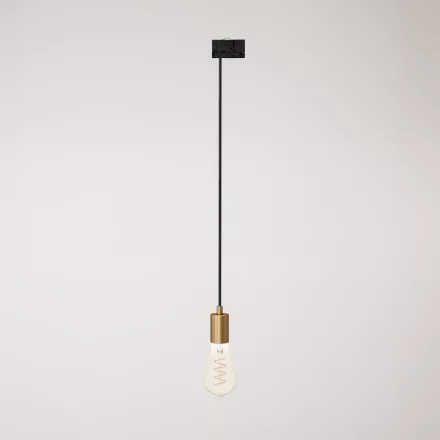 Suspended lamp with satin metal rail cover