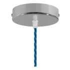 Suspended lamp with textile cable, diamond-shaped lampshade and metal details - Made in Italy - Bulb included