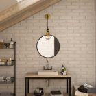Fermaluce Metal wall lamp with hanging lampshade and curved extension